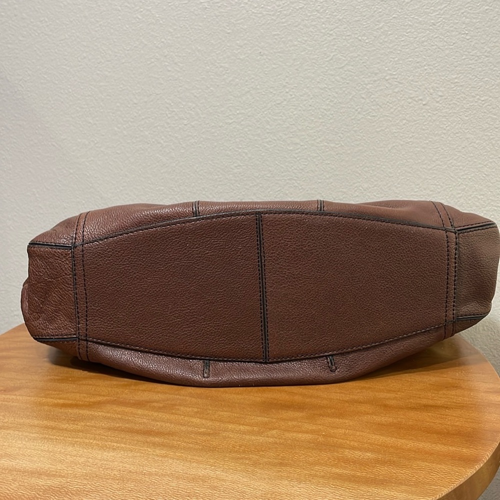 Cole Haan Brown Pebbled Leather Braided Handles Large Shoulder Bag - Picture 11 of 16